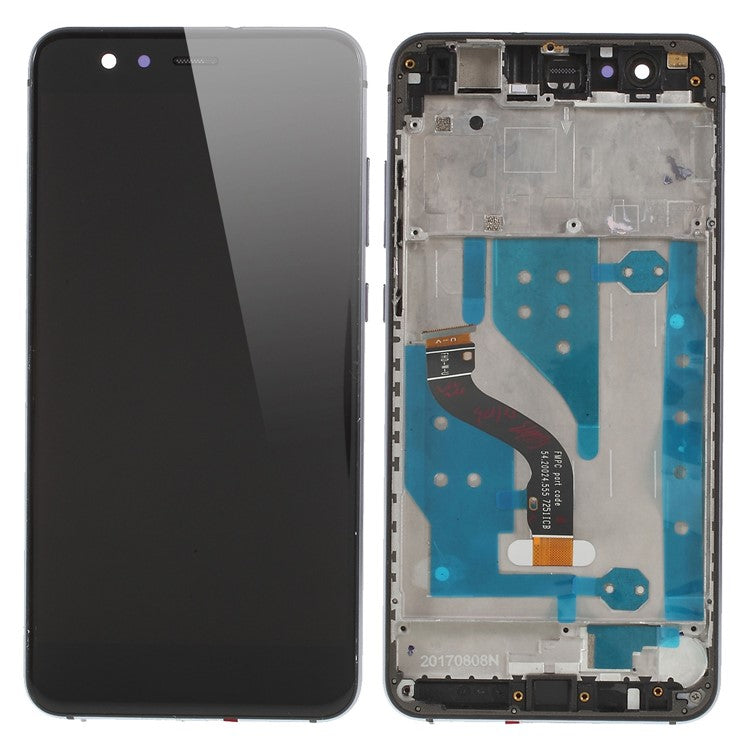 For Huawei P10 Lite Grade C LCD Screen and Digitizer Assembly + Frame Replacement Part (without Logo) - Black
