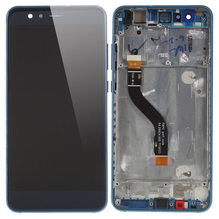 For Huawei P10 Lite Grade C LCD Screen and Digitizer Assembly + Frame Replacement Part (without Logo) - Blue