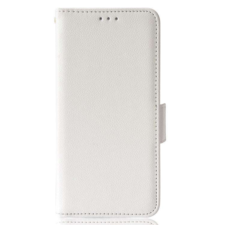 Litchi Texture Magnetic Clasp Phone Case for Asus Zenfone 10 5G / 9 5G PU Leather Foldable Stand Wallet Anti-drop Cover - White