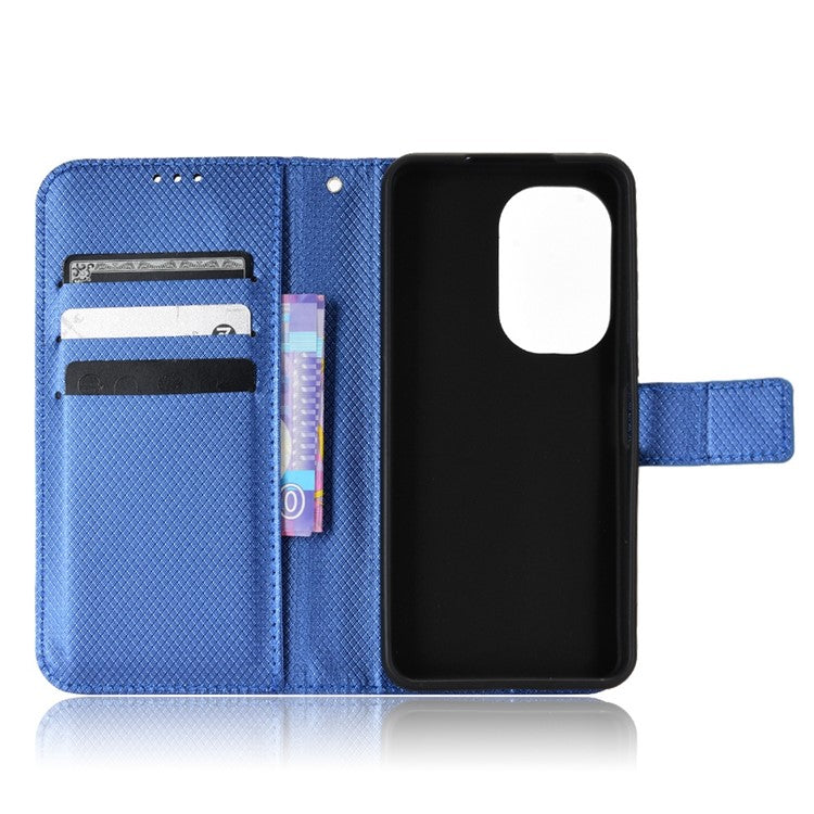 For Asus Zenfone 10 5G / 9 5G Diamond Texture Phone Flip Wallet Case Anti-shock Scratch-resistant PU Leather Cell Phone Cover with Strap - Blue