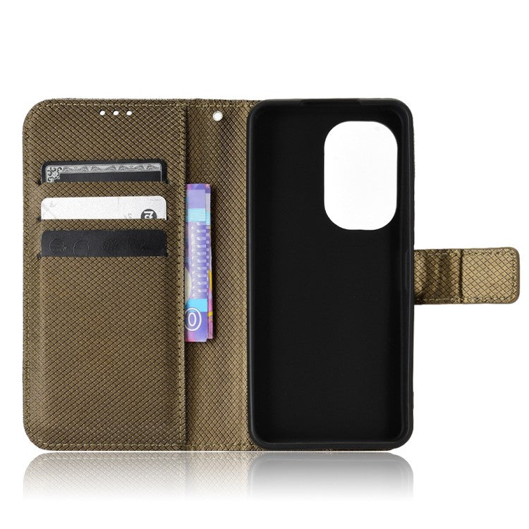 For Asus Zenfone 10 5G / 9 5G Diamond Texture Phone Flip Wallet Case Anti-shock Scratch-resistant PU Leather Cell Phone Cover with Strap - Brown