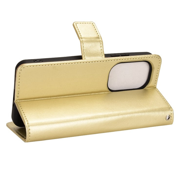 For Asus Zenfone 10 5G / 9 5G Anti-scratch Crazy Horse Texture Phone Case Stand TPU+PU Leather Wallet Protective Shell with Strap - Gold