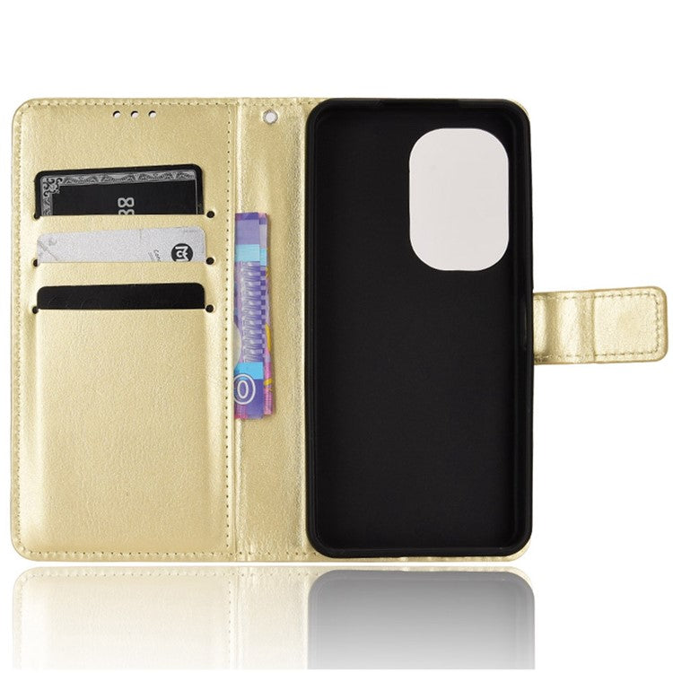 For Asus Zenfone 10 5G / 9 5G Anti-scratch Crazy Horse Texture Phone Case Stand TPU+PU Leather Wallet Protective Shell with Strap - Gold