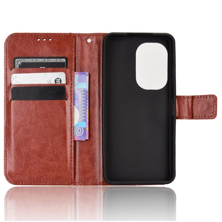 For Asus Zenfone 10 5G / 9 5G Anti-scratch Crazy Horse Texture Phone Case Stand TPU+PU Leather Wallet Protective Shell with Strap - Brown
