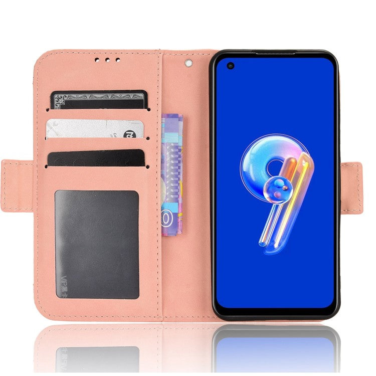 Mobile Phone Case for Asus Zenfone 10 5G / 9 5G Stand Feature Multiple Card Slots PU Leather Wallet Full Protection Cover - Pink