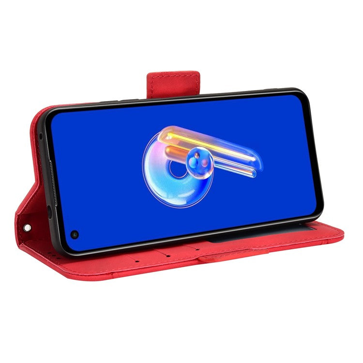 Mobile Phone Case for Asus Zenfone 10 5G / 9 5G Stand Feature Multiple Card Slots PU Leather Wallet Full Protection Cover - Red