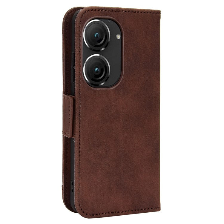 Mobile Phone Case for Asus Zenfone 10 5G / 9 5G Stand Feature Multiple Card Slots PU Leather Wallet Full Protection Cover - Brown
