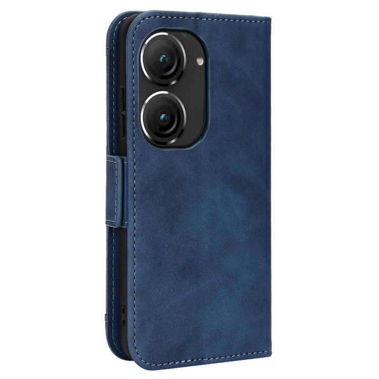 Mobile Phone Case for Asus Zenfone 10 5G / 9 5G Stand Feature Multiple Card Slots PU Leather Wallet Full Protection Cover - Blue