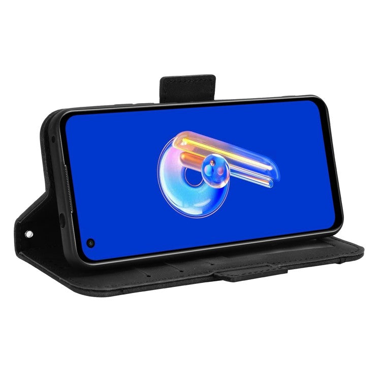 Mobile Phone Case for Asus Zenfone 10 5G / 9 5G Stand Feature Multiple Card Slots PU Leather Wallet Full Protection Cover - Black