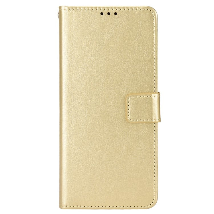 For Realme GT2 Explorer Master 5G TPU+PU Leather Wallet Phone Cover Crazy Horse Texture Stand Phone Shell with Strap - Gold