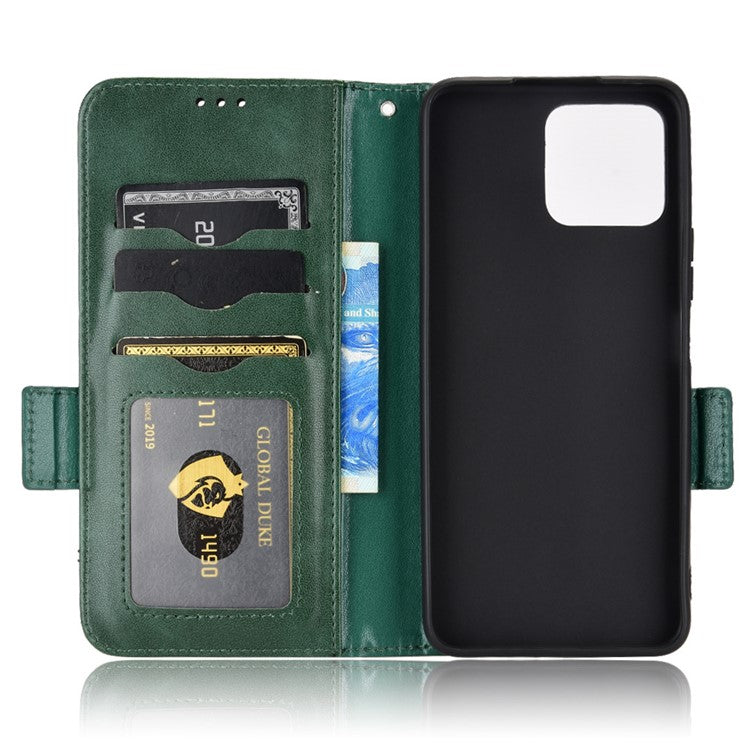 For Honor X8 5G Triangle Pattern Imprinted Flip Stand Wallet Leather Phone Case Shockproof Cover with Strap - Green