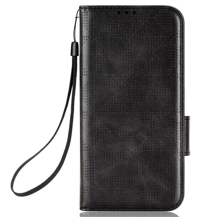 For Honor X8 5G Triangle Pattern Imprinted Flip Stand Wallet Leather Phone Case Shockproof Cover with Strap - Black