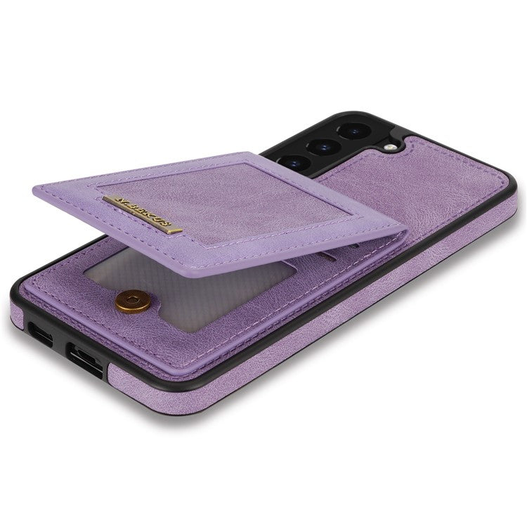 N.BEKUS Anti-drop Phone Case For Samsung Galaxy S22 5G, Well-protected PU Leather+TPU RFID Blocking Phone Cover Vertical Card Holder Kickstand - Purple