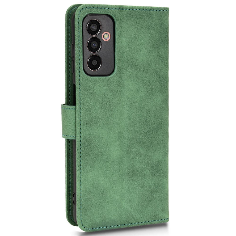 For Samsung Galaxy M13 4G Skin-Touch Feeling Full Protection PU Leather Case Stand Wallet Magnetic Clasp Phone Cover - Green