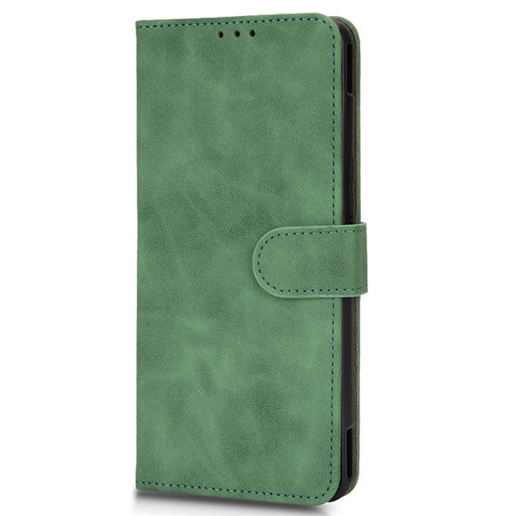 Skin-Touch Feeling Phone Cover for Asus ROG Phone 6 5G, PU Leather Magnetic Clasp Stand Wallet Case - Green