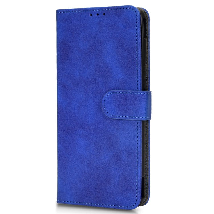 Skin-Touch Feeling Phone Cover for Asus ROG Phone 6 5G, PU Leather Magnetic Clasp Stand Wallet Case - Blue