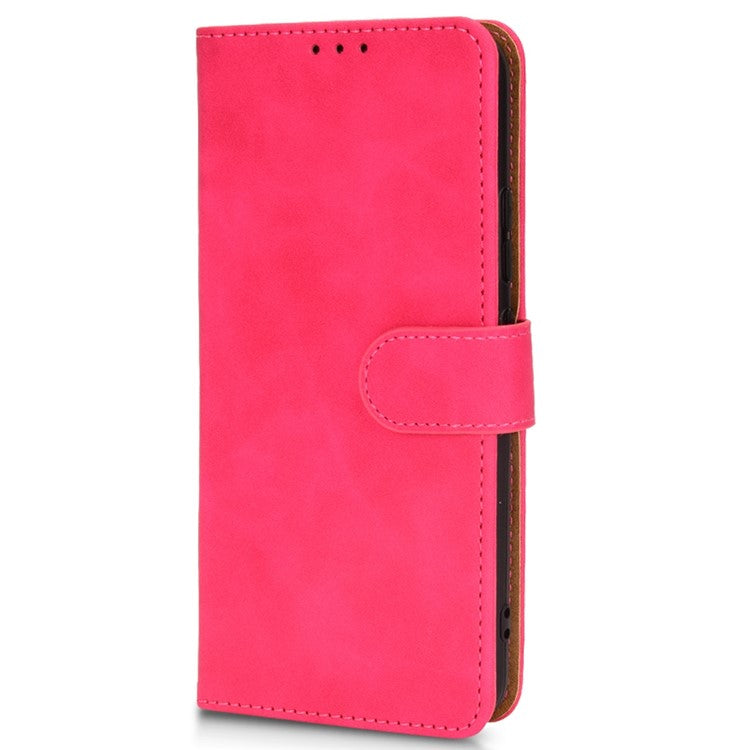 For Realme Narzo 50A Skin-Touch Feeling PU Leather Case Flip Folio Wallet Stand Phone Cover - Red