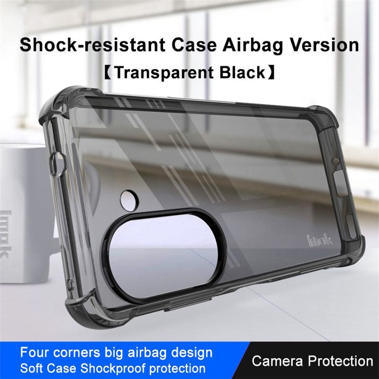 IMAK For Asus Zenfone 9 5G Soft Skin Flexible TPU Case Reinforced Corners Scratch Resistant Protective Cover - Transparent Black