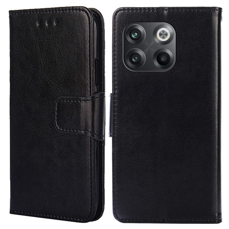 For OnePlus 10T 5G / Ace Pro 5G Texture PU Leather Wallet Flip Case Folio Book Design Magnetic Closure Stand Protective Cover - Black