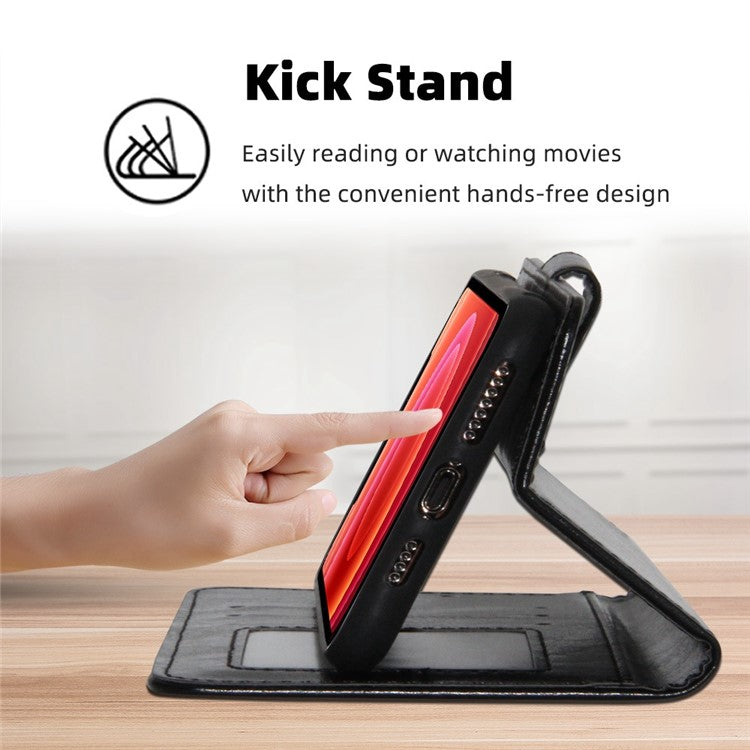 For OnePlus 10T 5G / Ace Pro 5G Texture PU Leather Wallet Flip Case Folio Book Design Magnetic Closure Stand Protective Cover - Black