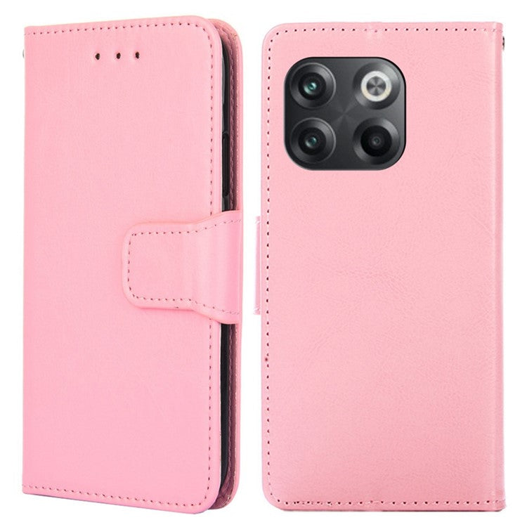 For OnePlus 10T 5G / Ace Pro 5G Texture PU Leather Wallet Flip Case Folio Book Design Magnetic Closure Stand Protective Cover - Pink