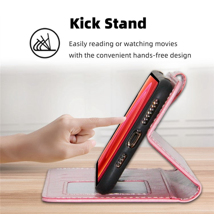 For OnePlus 10T 5G / Ace Pro 5G Texture PU Leather Wallet Flip Case Folio Book Design Magnetic Closure Stand Protective Cover - Pink