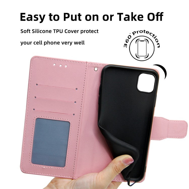 For OnePlus 10T 5G / Ace Pro 5G Texture PU Leather Wallet Flip Case Folio Book Design Magnetic Closure Stand Protective Cover - Pink