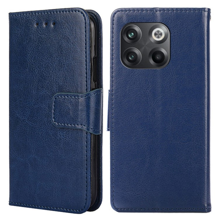 For OnePlus 10T 5G / Ace Pro 5G Texture PU Leather Wallet Flip Case Folio Book Design Magnetic Closure Stand Protective Cover - Sapphire