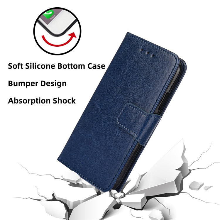 For OnePlus 10T 5G / Ace Pro 5G Texture PU Leather Wallet Flip Case Folio Book Design Magnetic Closure Stand Protective Cover - Sapphire