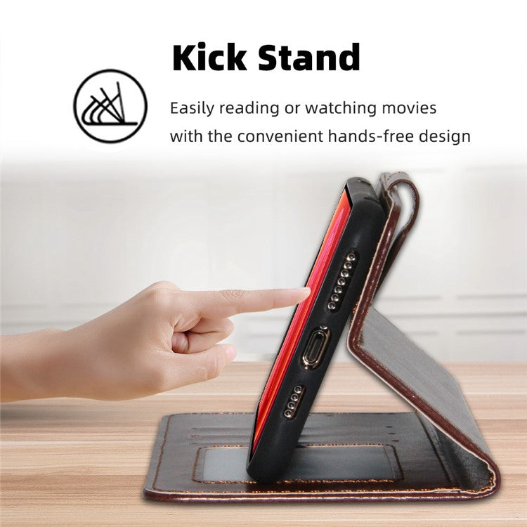 For OnePlus 10T 5G / Ace Pro 5G Texture PU Leather Wallet Flip Case Folio Book Design Magnetic Closure Stand Protective Cover - Brown