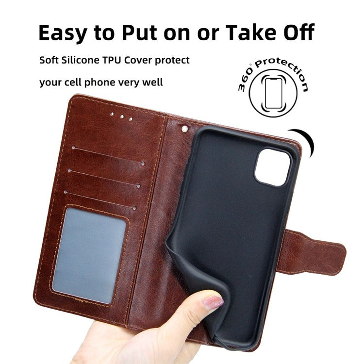 For OnePlus 10T 5G / Ace Pro 5G Texture PU Leather Wallet Flip Case Folio Book Design Magnetic Closure Stand Protective Cover - Brown