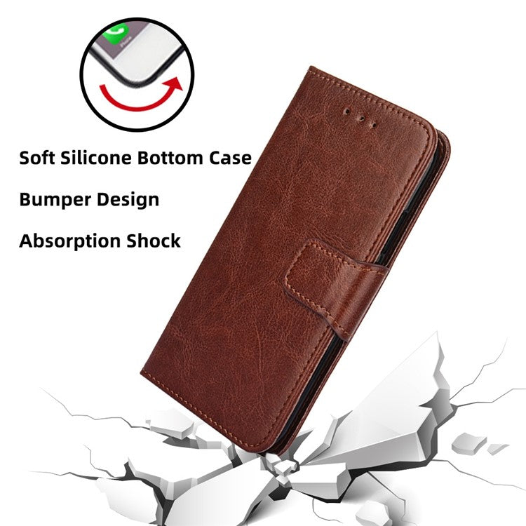 For OnePlus 10T 5G / Ace Pro 5G Texture PU Leather Wallet Flip Case Folio Book Design Magnetic Closure Stand Protective Cover - Brown