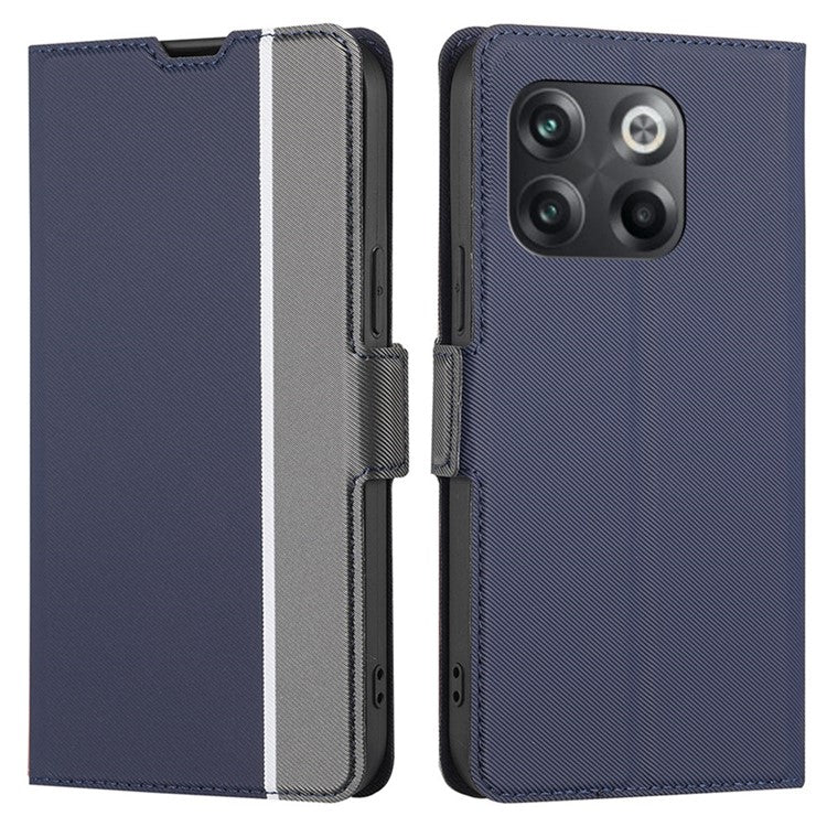 For OnePlus 10T 5G / Ace Pro 5G PU Leather Folio Book Case with Card Holder Dual Magnetic Clasp Stand Function Shockproof Protective Cover - Blue