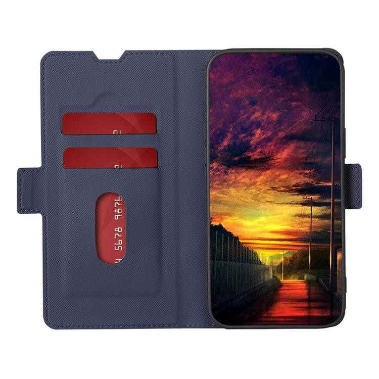 For OnePlus 10T 5G / Ace Pro 5G PU Leather Folio Book Case with Card Holder Dual Magnetic Clasp Stand Function Shockproof Protective Cover - Blue