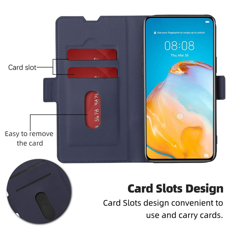 For OnePlus 10T 5G / Ace Pro 5G PU Leather Folio Book Case with Card Holder Dual Magnetic Clasp Stand Function Shockproof Protective Cover - Blue