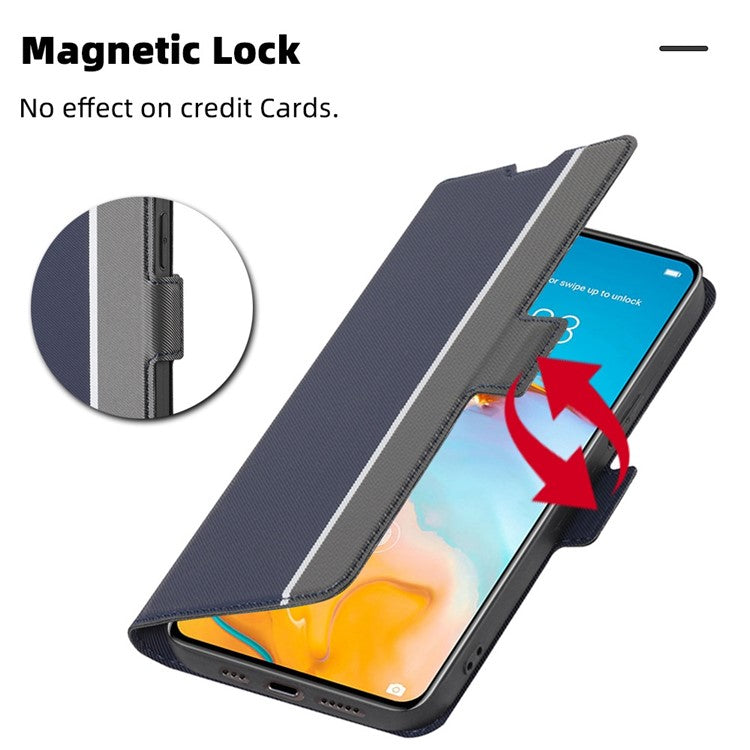 For OnePlus 10T 5G / Ace Pro 5G PU Leather Folio Book Case with Card Holder Dual Magnetic Clasp Stand Function Shockproof Protective Cover - Blue
