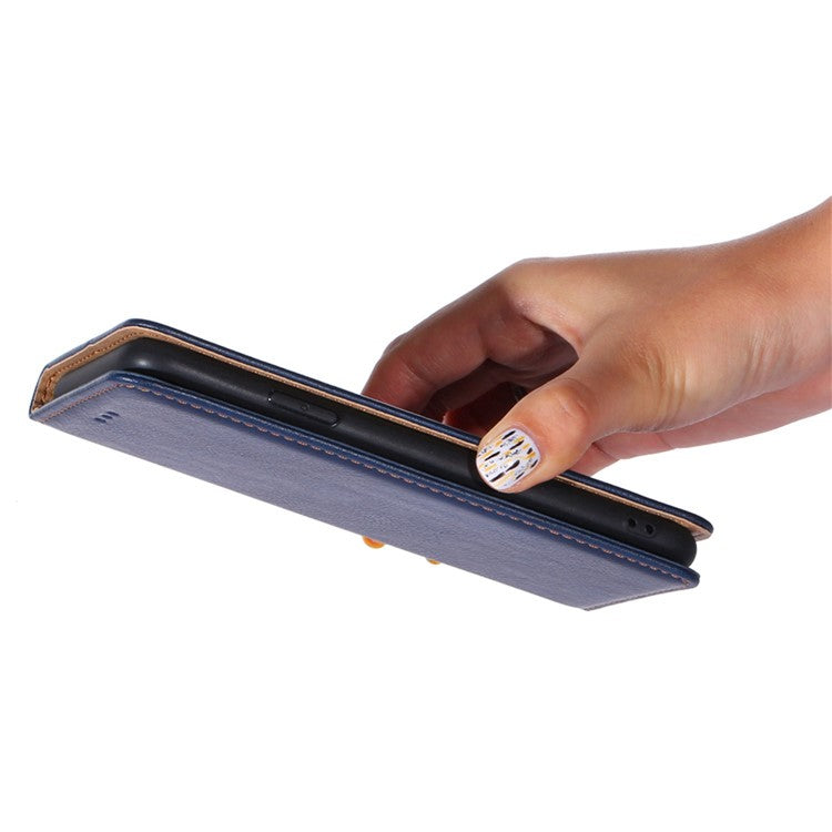 For OnePlus 10T 5G / Ace Pro 5G PU Leather Flip Folio Case Stand Magnetic Absorption Shockproof Wallet Cover - Blue