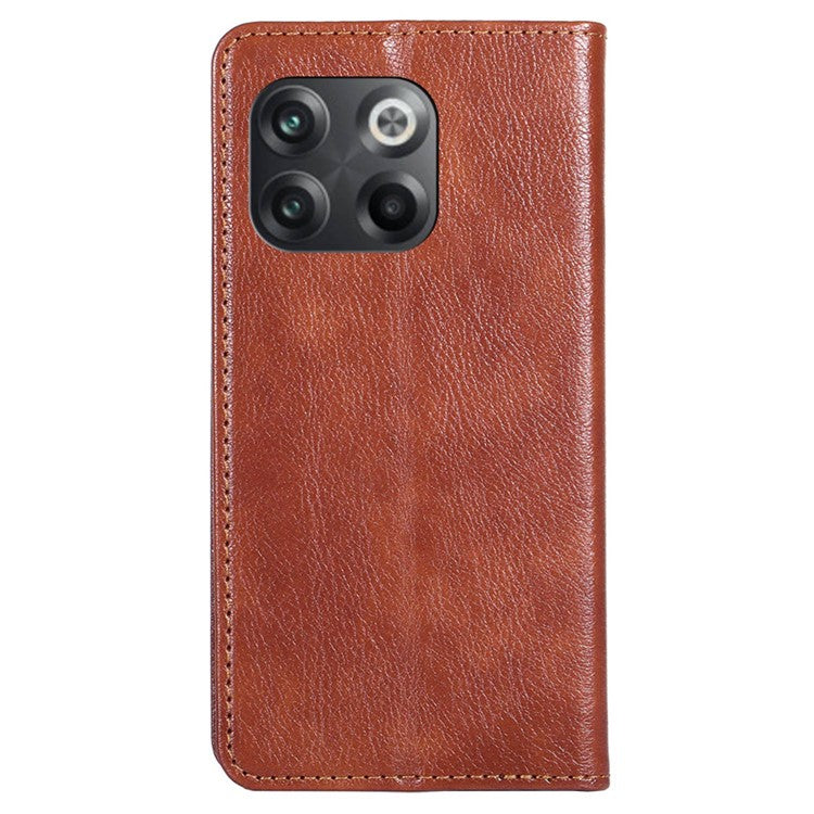For OnePlus 10T 5G / Ace Pro 5G PU Leather Flip Folio Case Stand Magnetic Absorption Shockproof Wallet Cover - Brown