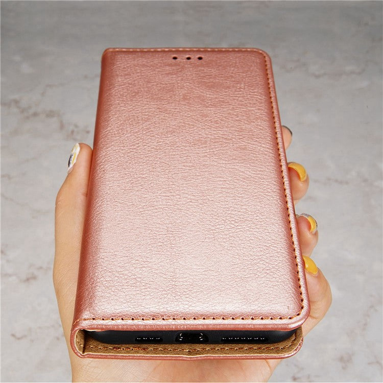 For OnePlus 10T 5G / Ace Pro 5G PU Leather Flip Folio Case Stand Magnetic Absorption Shockproof Wallet Cover - Rose Gold