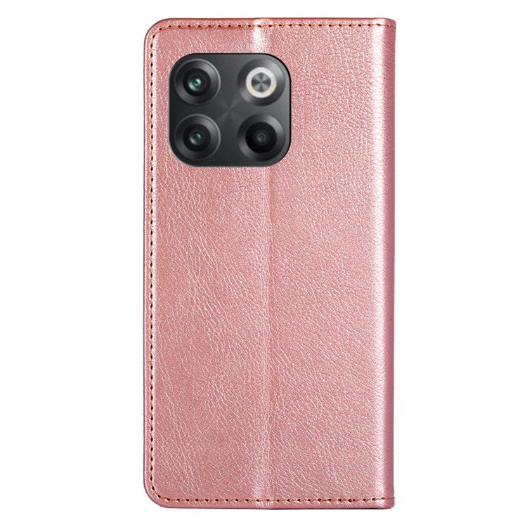 For OnePlus 10T 5G / Ace Pro 5G PU Leather Flip Folio Case Stand Magnetic Absorption Shockproof Wallet Cover - Rose Gold