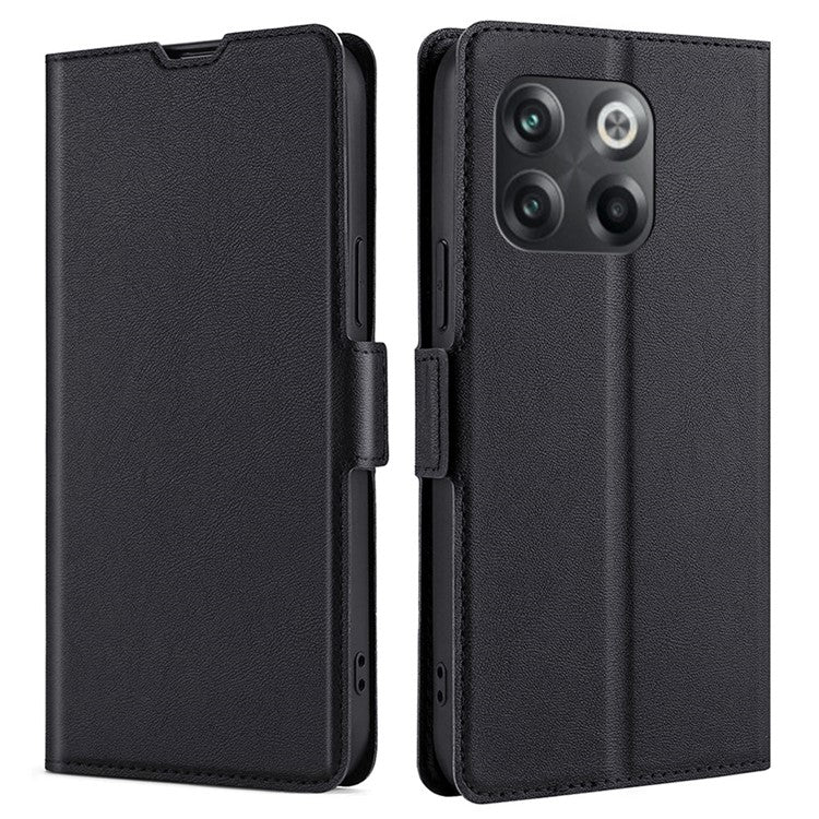For OnePlus 10T 5G / Ace Pro 5G Magnetic Flip PU Leather Case Card Slots Stand Function Shockproof Protective Cover - Black