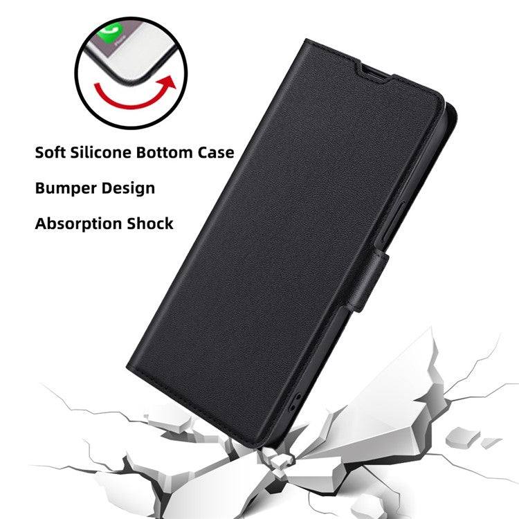 For OnePlus 10T 5G / Ace Pro 5G Magnetic Flip PU Leather Case Card Slots Stand Function Shockproof Protective Cover - Black