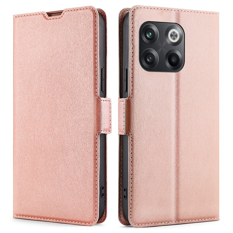 For OnePlus 10T 5G / Ace Pro 5G Magnetic Flip PU Leather Case Card Slots Stand Function Shockproof Protective Cover - Rose Gold