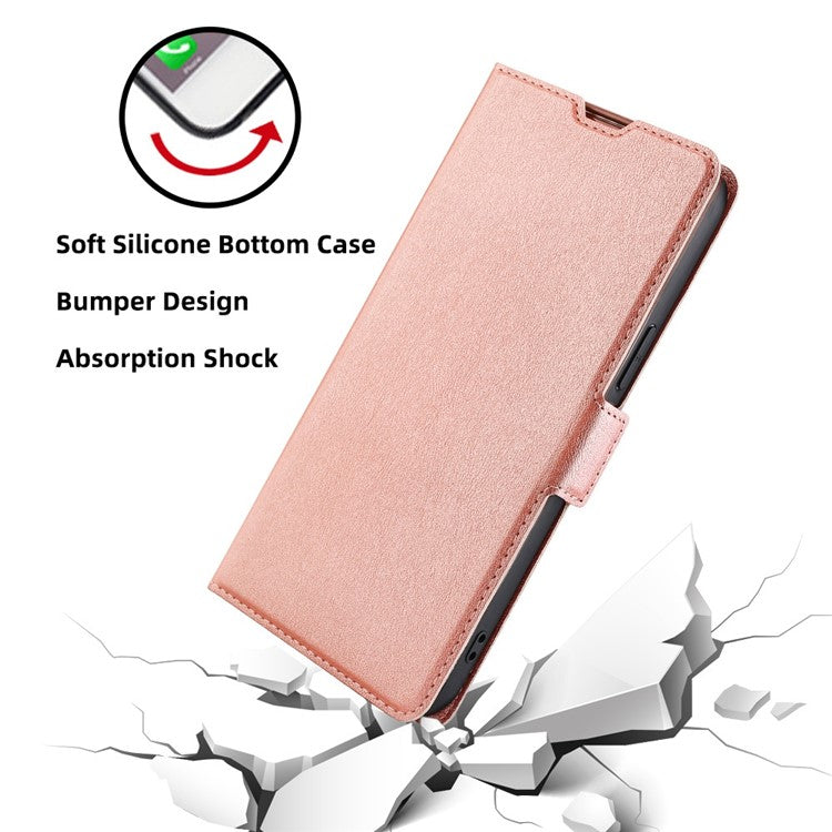 For OnePlus 10T 5G / Ace Pro 5G Magnetic Flip PU Leather Case Card Slots Stand Function Shockproof Protective Cover - Rose Gold