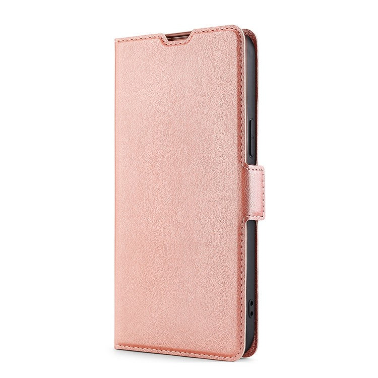 For OnePlus 10T 5G / Ace Pro 5G Magnetic Flip PU Leather Case Card Slots Stand Function Shockproof Protective Cover - Rose Gold