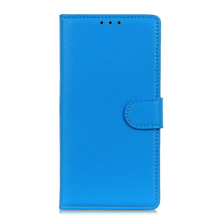 For Asus Zenfone 9 5G Magnetic Clasp Phone Case Litchi Texture PU Leather Wallet Stand Protective Cover - Blue