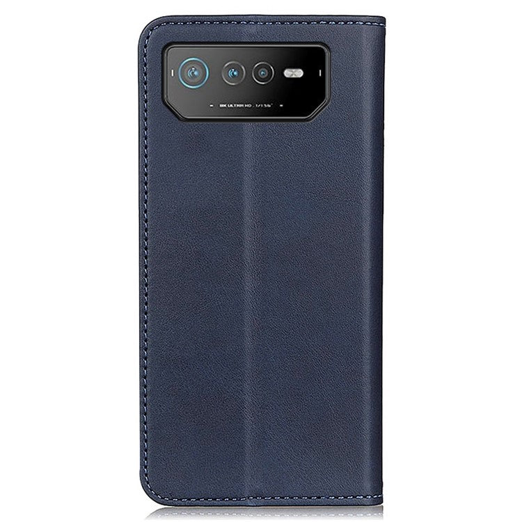 For Asus ROG Phone 6 5G Magnetic Auto-absorbed Stand Wallet Case Split Leather TPU Full Protection Phone Cover - Blue