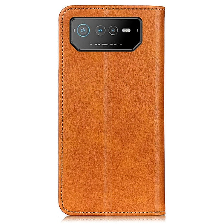 For Asus ROG Phone 6 5G Magnetic Auto-absorbed Stand Wallet Case Split Leather TPU Full Protection Phone Cover - Brown