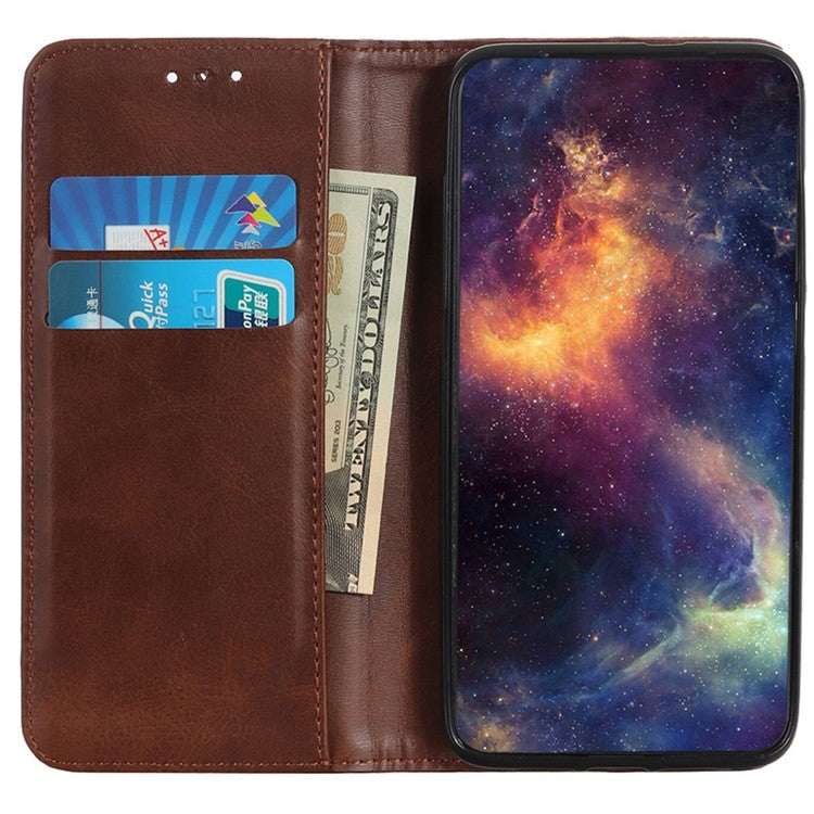 For Asus Zenfone 9 5G Magnetic Auto-absorbed Split Leather Phone Case Anti-drop Protection Stand Wallet Cover - Coffee