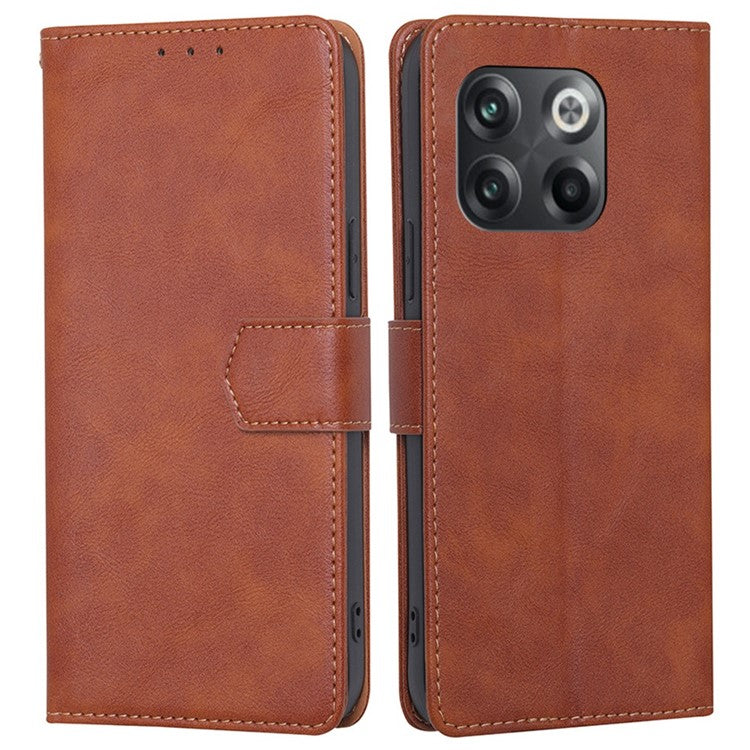 For OnePlus 10T 5G / Ace Pro 5G Anti-drop Phone Case Cowhide Texture RFID Blocking PU Leather Phone Cover with Wallet Stand - Brown